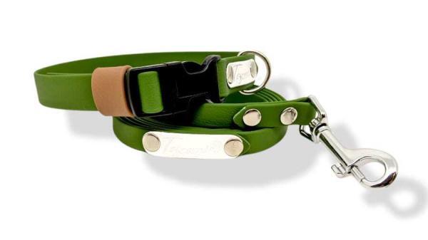 completo cane medium kit verde tan con collare a clip regolable zinco toscani store