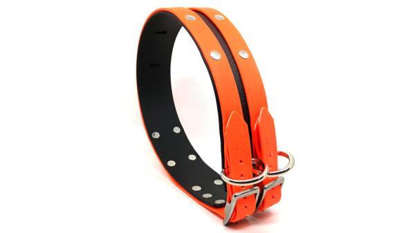 collare iper titano per cani grande taglia vista verticale sulle fibbie e anelli in acciaio