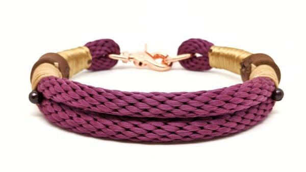 Collare nuvola vino modello fisso moschettone oro rosa con pietra piropo vista retro