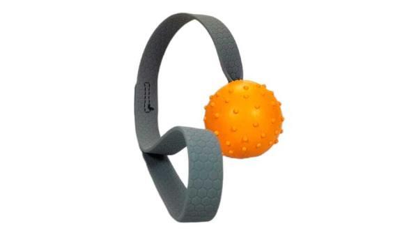 palla riccio da 5cm gioco per cani da lanciare o per contesa in gomma solida e resistente palla arancio e fettuccia waterproof grigia toscani