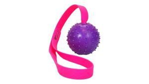 palla riccio da 7cm gioco per cani da lanciare o per contesa in gomma solida e resistente palla viola e fettuccia waterproof rosa fluo toscani