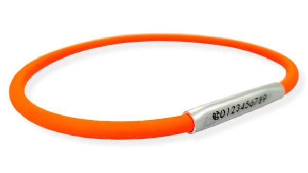 collare di riconoscimento da caccia waterproof arancio fluo alta visibilità con targhetta in alluminio incisa cnc super resistente toscani store