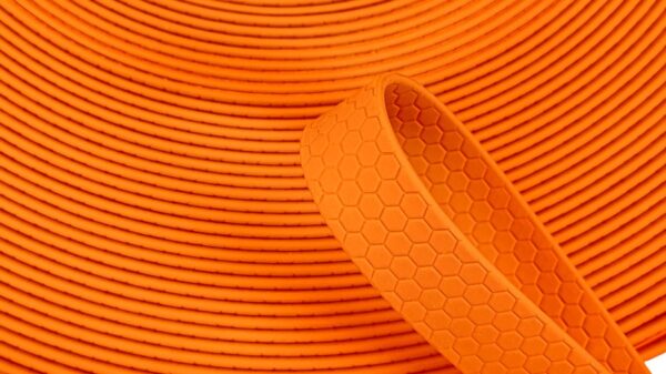bobina fettuccia waterproof gummy esagonale 20mm per collari e guinzagli colore arancio fluo toscani store