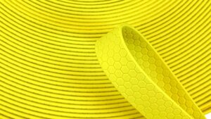 bobina fettuccia waterproof gummy esagonale 20mm per collari e guinzagli colore giallo fluo toscani store