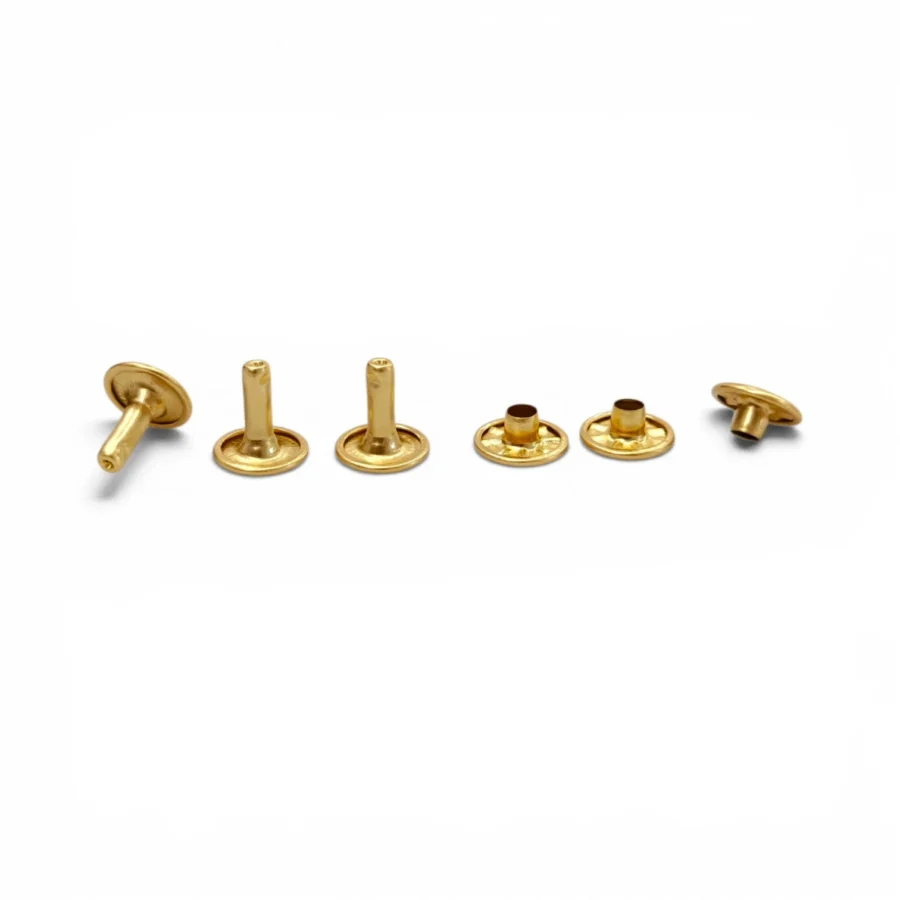 rivetti a doppia testa in ottone color oro satinato per creazioni di collari borse gioeilli calzolaio selleria toscani store