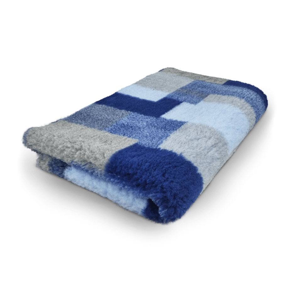 Vet Bed soffice tappeto per animali quadrati azzurri