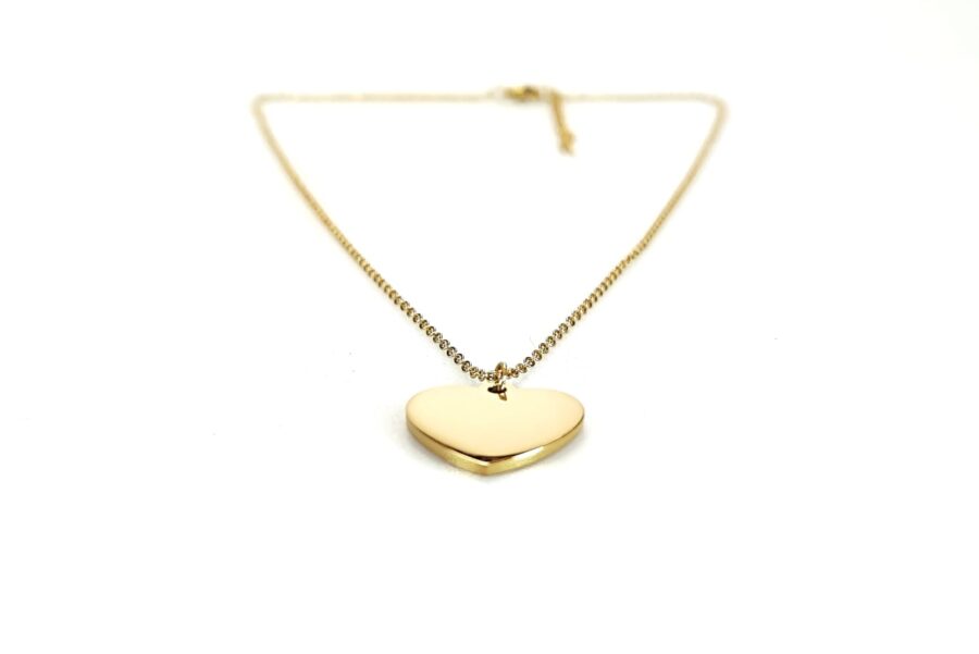 collana in acciaio specchio oro dorata forma cuore per incisione laser fronte toscani store
