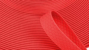 bobina fettuccia waterproof gummy esagonale 20mm per collari e guinzagli colore rosso corallo toscani store