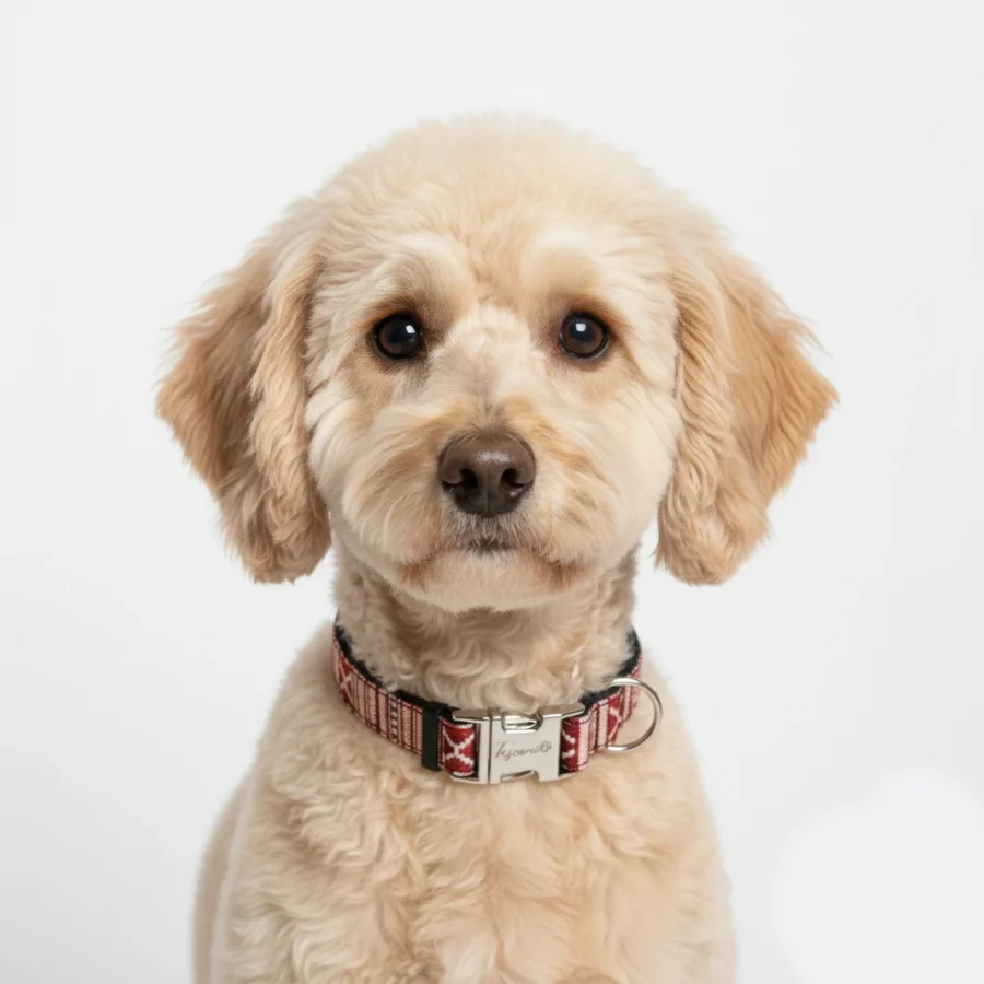 barboncino che indossa collare era ciliegia con fantasia etnica regolabile super sicuro toscani store