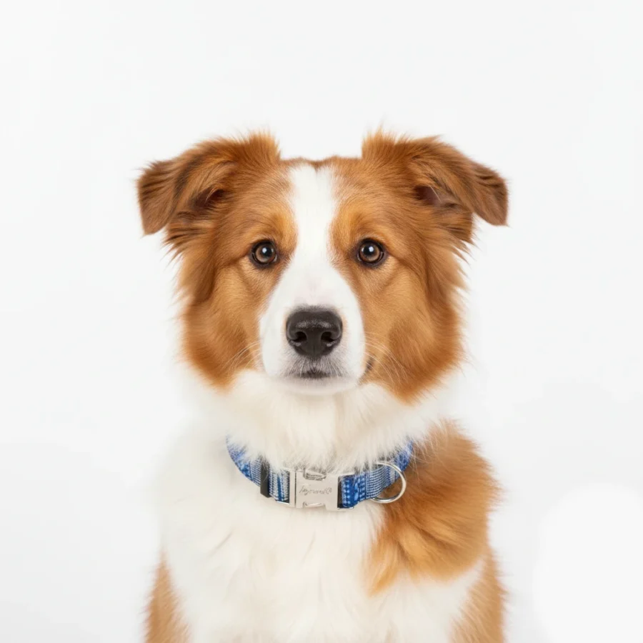 border collie che indossa collare era blu con fantasia etnica regolabile super sicuro toscani store