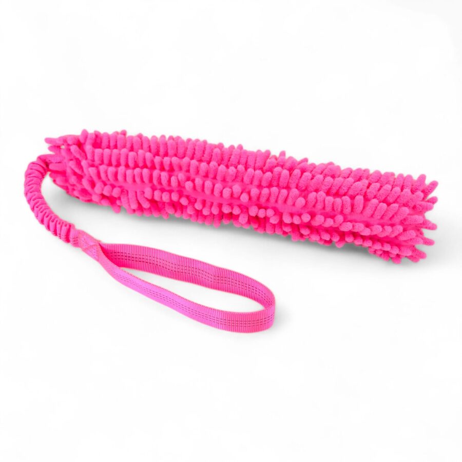 gioco per cane in mop con maniglia antishock tira e molla contesa predazione toscani store rosa fluo