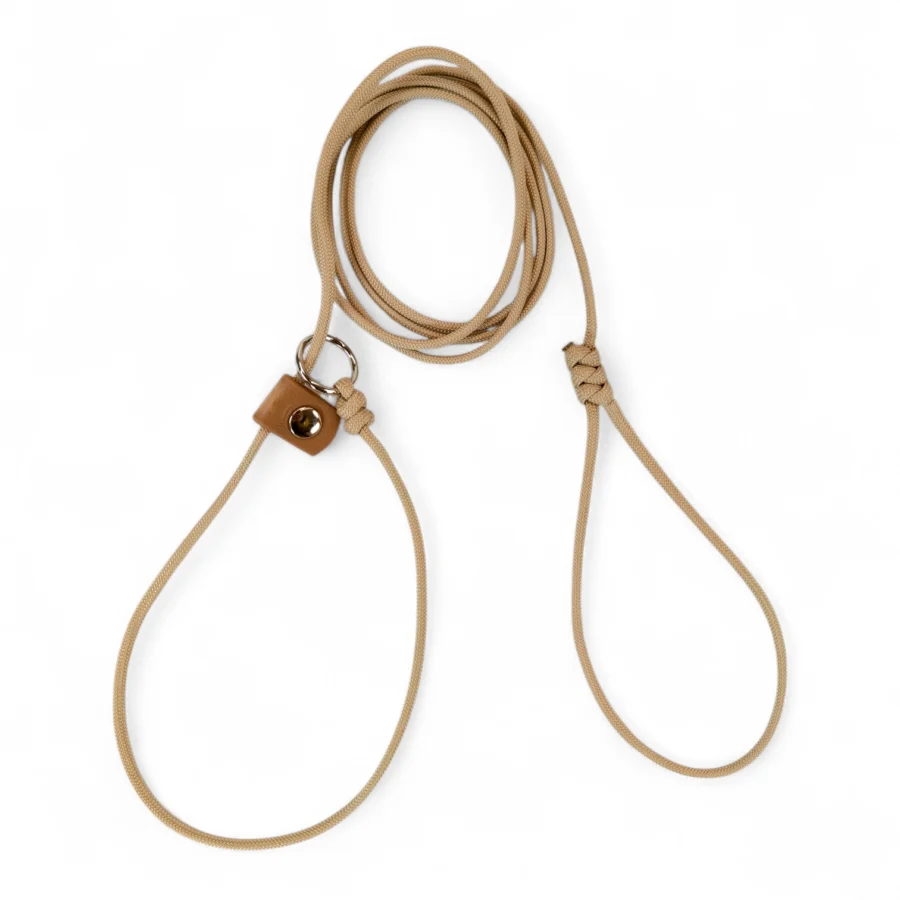 guinzaglio retriever in paracord per escposizione expo canina colore beige toscani store gomitolo