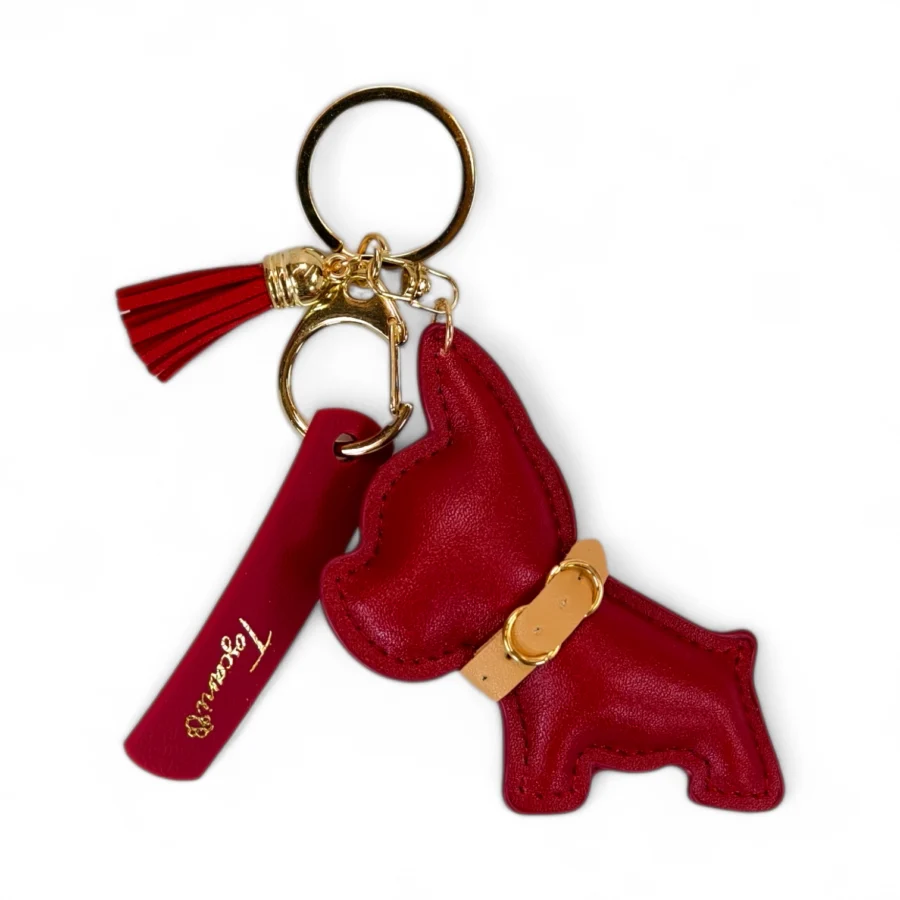 portachiavi chic con cagnolino e nappa eco pelle rosso vino toscani store