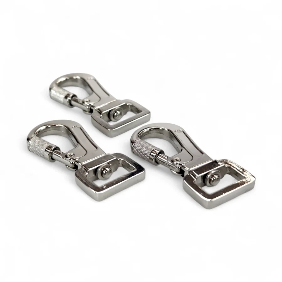 3 moschettoni di sicurezza 20mm zinco argento per guinzagli toscani store fronte