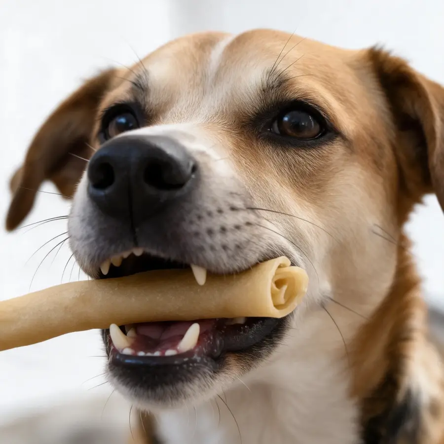 cane mastica bastoncino di pelle di bufalo